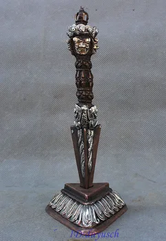 Crafts statue Buddhism Bronze Silver Makakala Buddha Head Statue Phurba Dagger Holder
Crafts statue Buddhism Bronze Silver Makakala Buddha Head Statue Phurba Dagger Holder