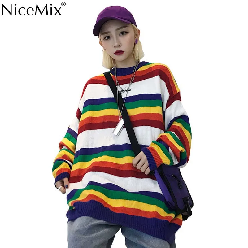 NiceMix Autumn Casual Knitted Stripe Sweater Women Pullovers Spring Knitwear Korean Jumpers Woman Clothes Pull Femme Hiver 2019
NiceMix Autumn Casual Knitted Stripe Sweater Women Pullovers Spring Knitwear Korean Jumpers Woman Clothes Pull Femme Hiver 2019