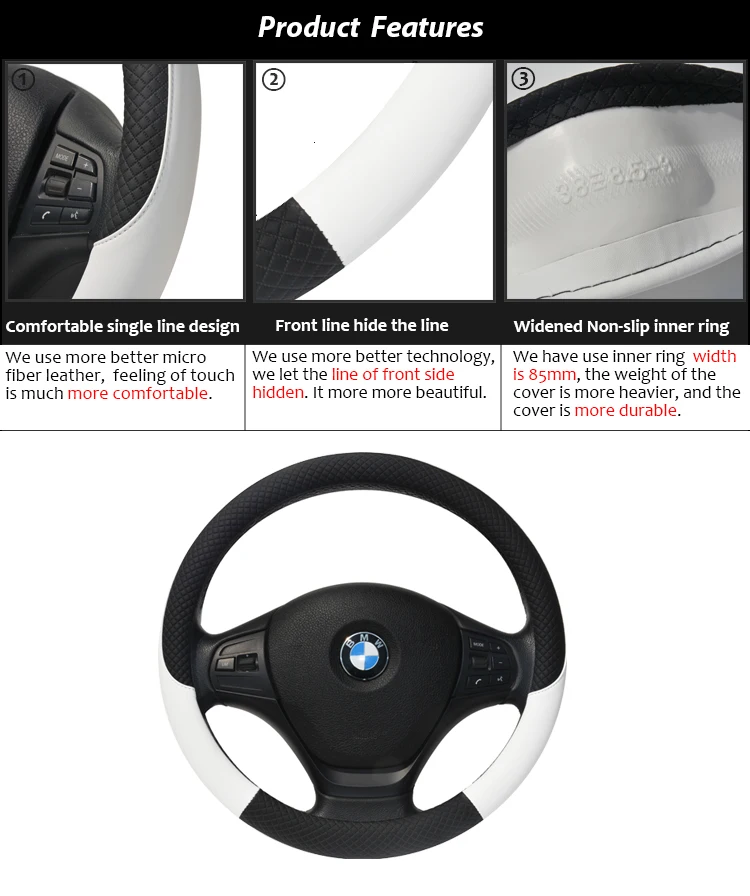 100% DERMAY Brand Leather Universal Car Steering-wheel Cover 38CM Car-styling Sport Auto Steering Wheel Covers Anti-Slip