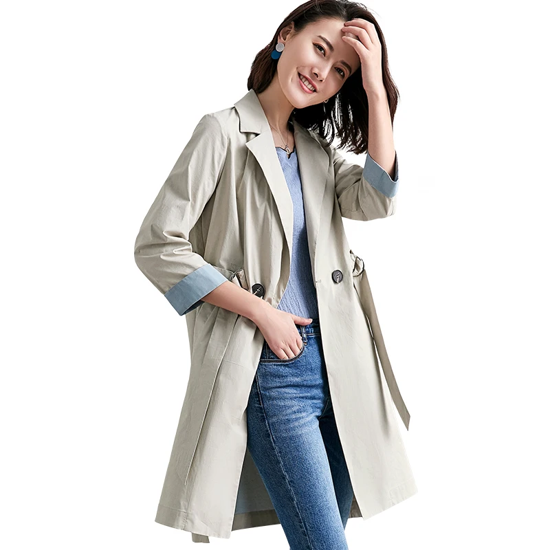 2019 Fashion Women Trench Coat Spring New Arrival Hit Color Cuff Bandage Long Coats Female Office Casual Double-breasted Outwear
2019 Fashion Women Trench Coat Spring New Arrival Hit Color Cuff Bandage Long Coats Female Office Casual Double-breasted Outwear