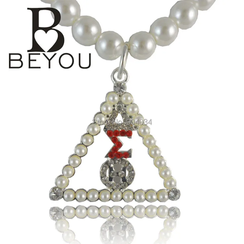 Wholesale Beyou Delta Sigma Theta Crystal & Pearl Necklace