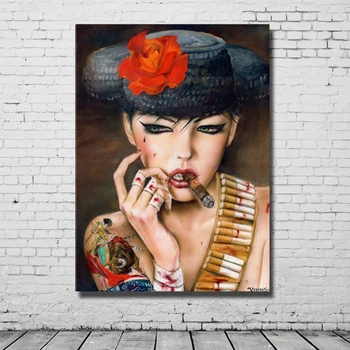 Big size Handpainted Oil Painting on Canvas Smoking Red lip wear a hat girl wall art picture for living room home decor
Big size Handpainted Oil Painting on Canvas Smoking Red lip wear a hat girl wall art picture for living room home decor