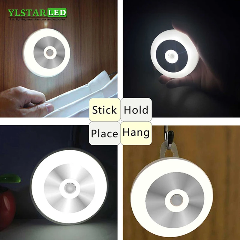 YLSTAR Smart motion PIR sensor Dry Battery Powered LED light lamp for cabinet kitchen living room corridor | Лампы и освещение
