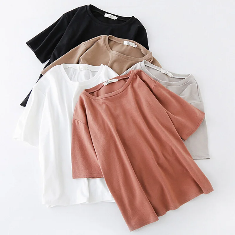 High Quality All-match Casual Loose Solid Color Summer Short Sleeve Tees Tops T-shirts For Women Ladies FS0579
High Quality All-match Casual Loose Solid Color Summer Short Sleeve Tees Tops T-shirts For Women Ladies FS0579