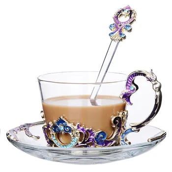 Elegant Coffee Cup With Spoon European Tea Glass Cups Enamel Luxury Crystal Glasses Metal Engraving Drinkware For Christmas Gift
Elegant Coffee Cup With Spoon European Tea Glass Cups Enamel Luxury Crystal Glasses Metal Engraving Drinkware For Christmas Gift