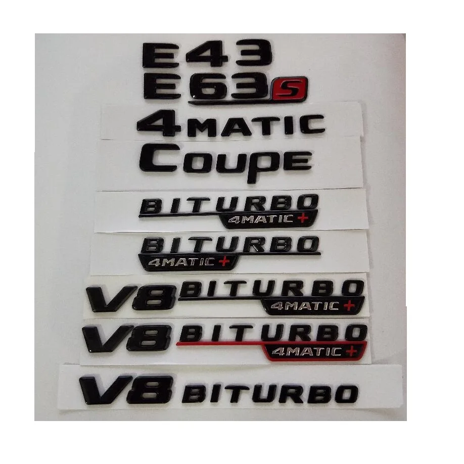 Gloss Black E43 E63 E63s V8 BITURBO 4MATIC+ Fender Trunk Emblem Emblems Badges for Mercedes Benz AMG W207 W211 W212 W213 Coupe
Gloss Black E43 E63 E63s V8 BITURBO 4MATIC+ Fender Trunk Emblem Emblems Badges for Mercedes Benz AMG W207 W211 W212 W213 Coupe