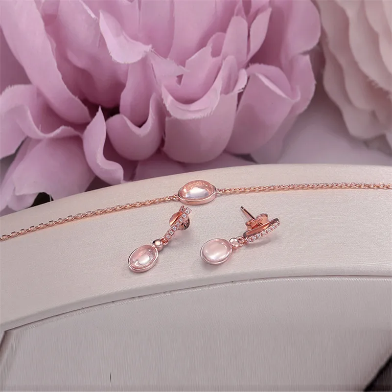 Женские Ювелирные наборы из серебра 925 пробы 100% натуральный розовый кварц