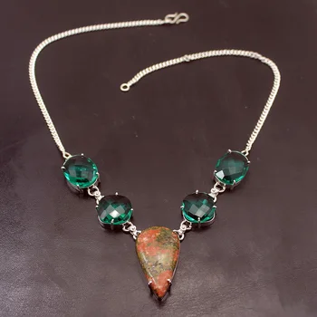 Hermosa Elegant Natural Unakite GreenTopaz Silver Color Necklace Women Chain Necklace 18 Inch A193
Hermosa Elegant Natural Unakite GreenTopaz Silver Color Necklace Women Chain Necklace 18 Inch A193