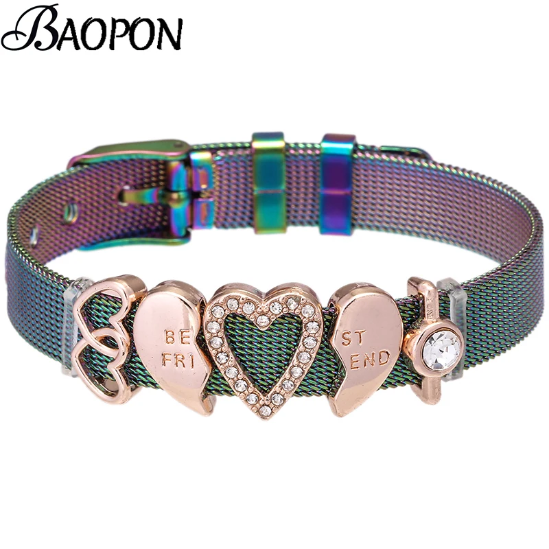 BAOPON Hot Sale Best Friend Set Charm Mesh Bracelets With Stainless Steel Keeper Bracelets Bangle For Women Friend Best Gift
BAOPON Hot Sale Best Friend Set Charm Mesh Bracelets With Stainless Steel Keeper Bracelets Bangle For Women Friend Best Gift