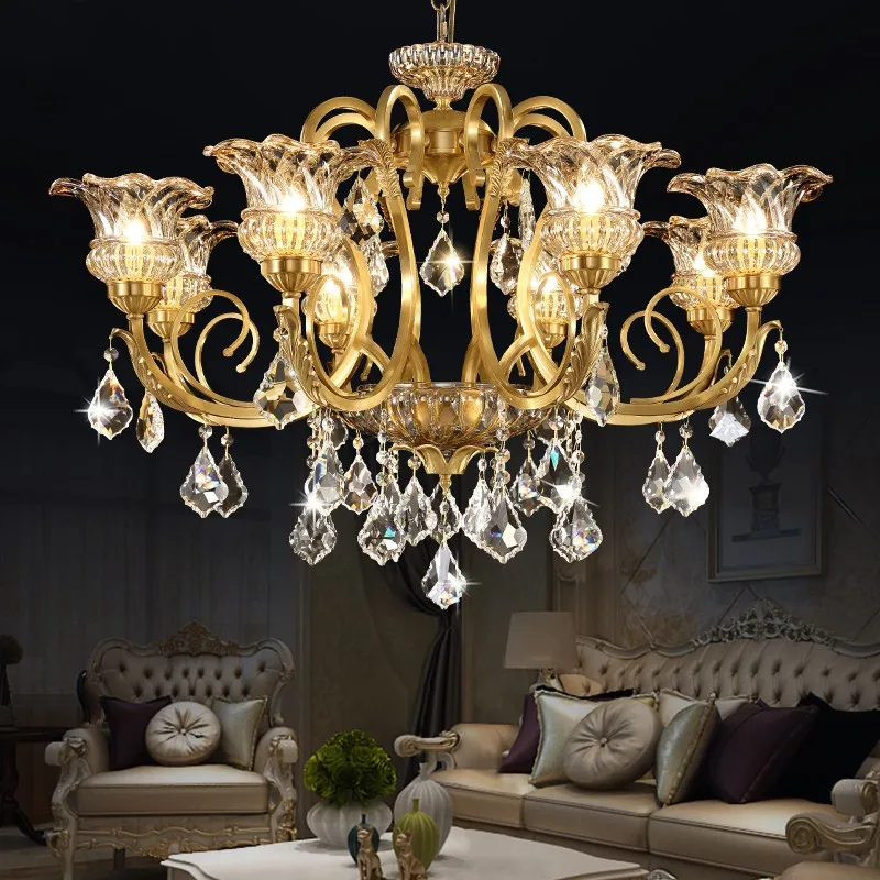 European luxury all copper crystal chandelier living room bedroom restaurant American style retro crystal lamp free shipping
European luxury all copper crystal chandelier living room bedroom restaurant American style retro crystal lamp free shipping