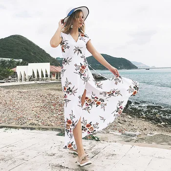 YOUNG VIVA Women Beach Long Dresses Short Sleeved Slim Floral Chiffon Dress L110
YOUNG VIVA Women Beach Long Dresses Short Sleeved Slim Floral Chiffon Dress L110