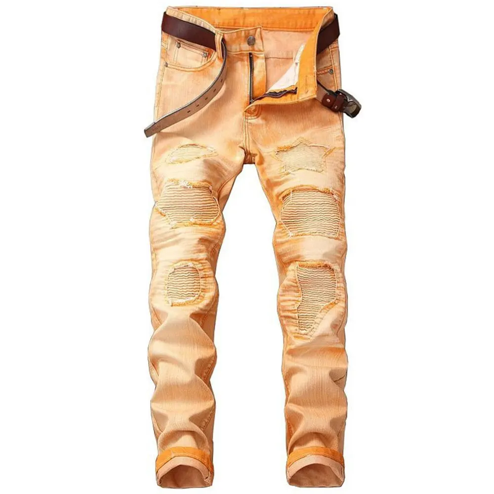 Горячая Распродажа Весна Осень Новые мужские хлопковые джинсы уличные рваные