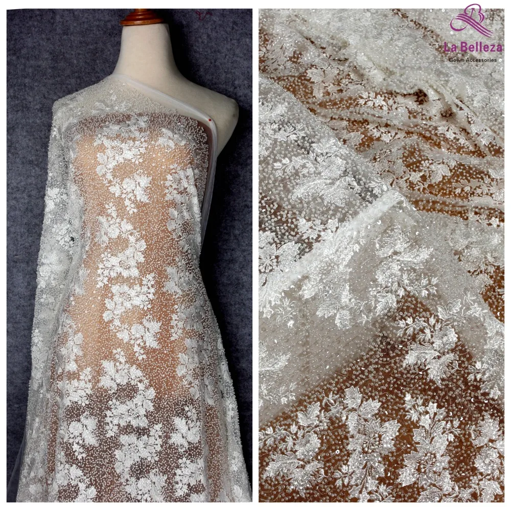 Кружевная ткань La Belleza, красивая кружевная ткань цвета слоновой кости с бусинами, 1 ярд, 2019
Кружевная ткань La Belleza, красивая кружевная ткань цвета слоновой кости с бусинами, 1 ярд, 2019