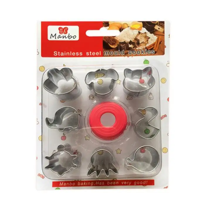 9 pieces/set animal design stainless steel cookies cutter plunger biscuit mold cake tools vegetable cutter cute cat elephant
9 pieces/set animal design stainless steel cookies cutter plunger biscuit mold cake tools vegetable cutter cute cat elephant