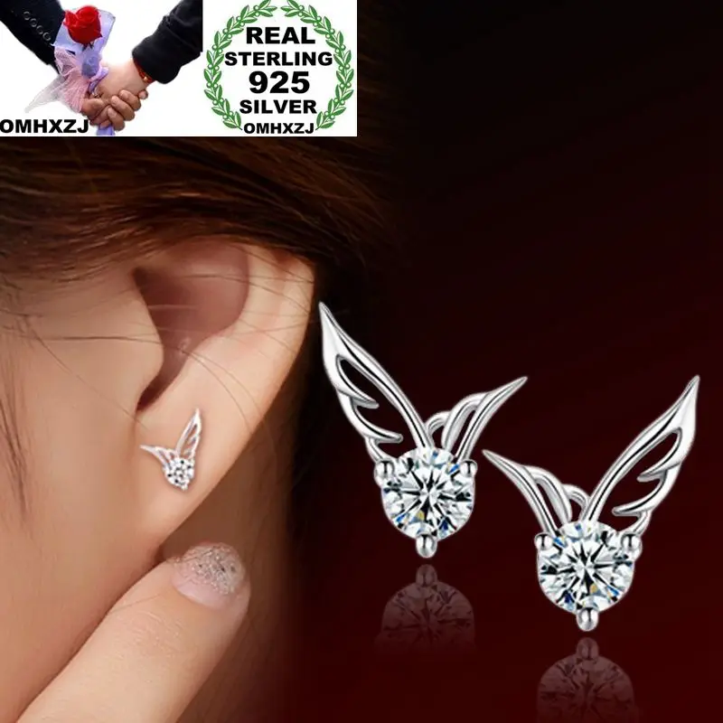 OMHXZJ Wholesale European Fashion Woman Girl Party Wedding Gift Silver Wing White Zircon 925 Sterling Silver Stud Earrings EA91
OMHXZJ Wholesale European Fashion Woman Girl Party Wedding Gift Silver Wing White Zircon 925 Sterling Silver Stud Earrings EA91