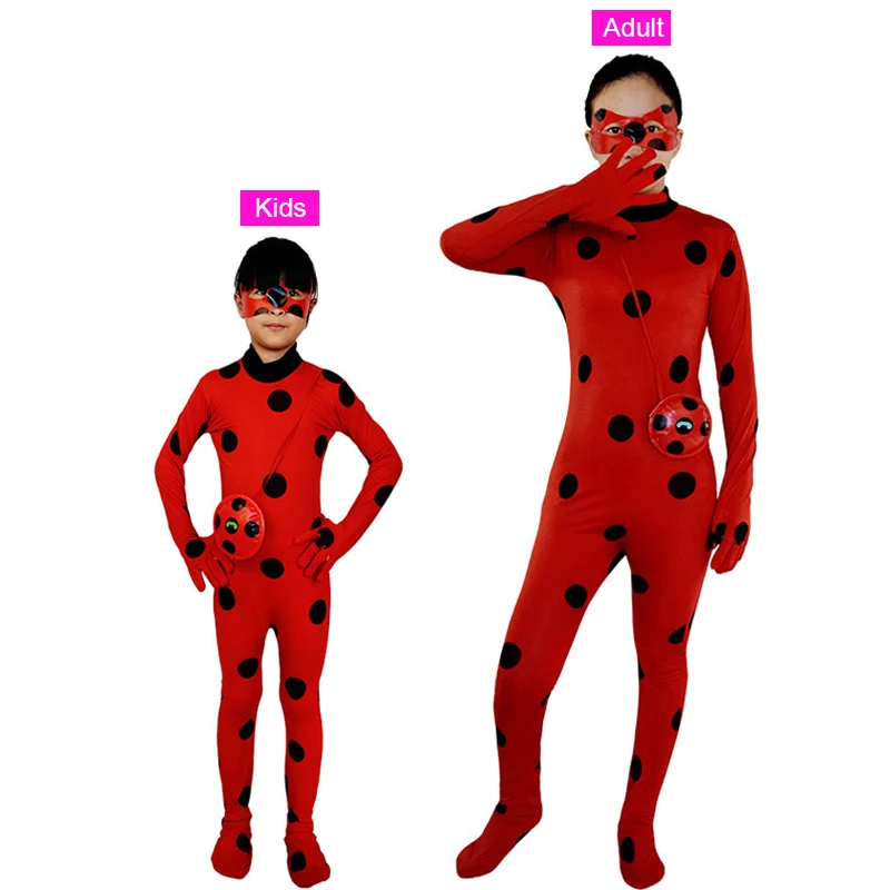Kids Ladybug Costumes Girls Women Children Girl Tikki Lady bug Costumes Jumpsuit Halloween Fancy Dress With Mask and Bags
Kids Ladybug Costumes Girls Women Children Girl Tikki Lady bug Costumes Jumpsuit Halloween Fancy Dress With Mask and Bags