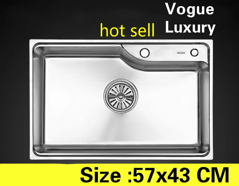 

Free shipping Apartment high quality kitchen single trough sink wash vegetables 304 stainless steel vogue hot sell 57x43 CM