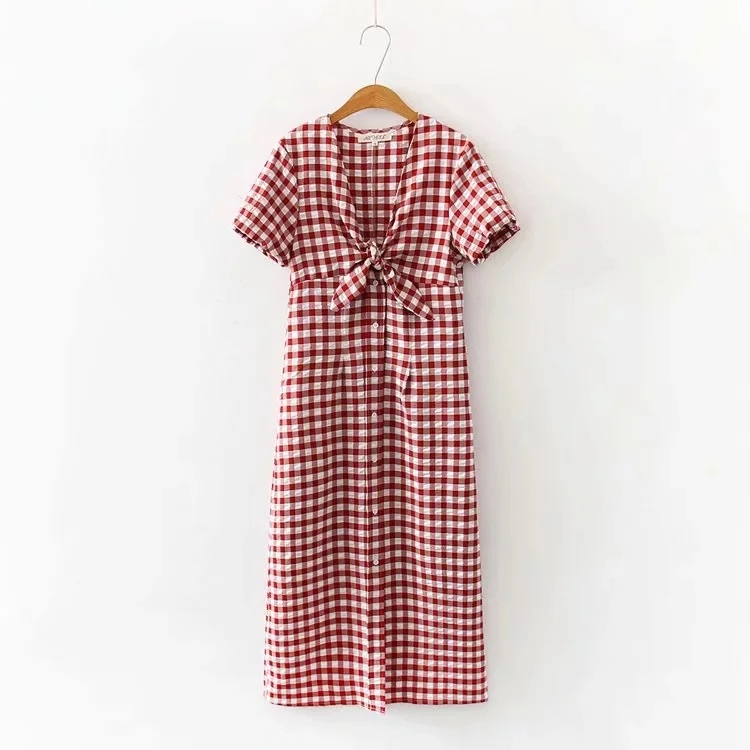 summer dress 2019 Vintage short sleeve red plaid dress women casual vestidos elegant Sexy cotton beach long dress
summer dress 2019 Vintage short sleeve red plaid dress women casual vestidos elegant Sexy cotton beach long dress