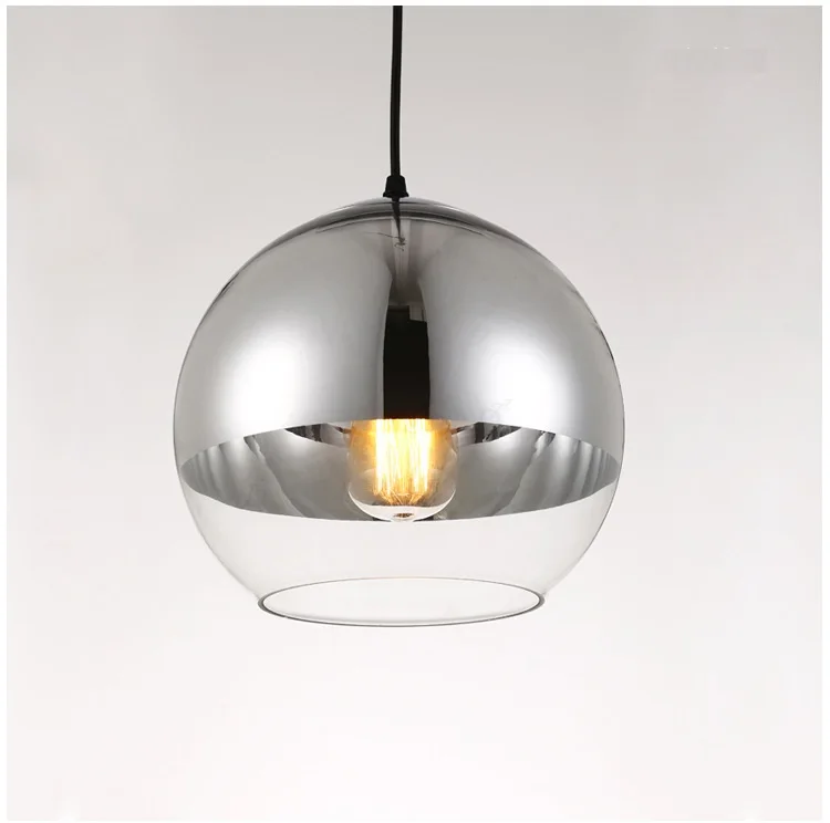 LuKLoy Modern Pendant Light Silver Glass Ball Pendant Lamp Kitchen Island Hanging Lamp Loft Bedside Suspension Lighting Fixtures (16)