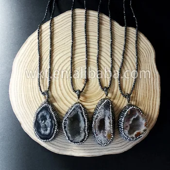 WT-NV034 Wholesale Natural black geode stone necklace gorgeous 3mm hematite chain stone necklace
WT-NV034 Wholesale Natural black geode stone necklace gorgeous 3mm hematite chain stone necklace