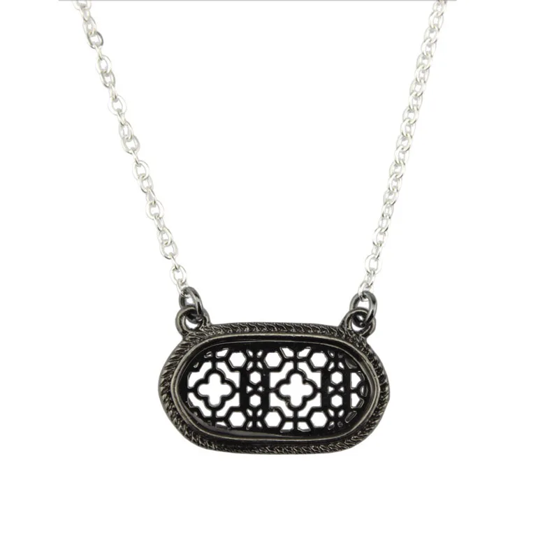 2020 Hot Fashion Two Tone Cutouts Quatrefoil Motif Oval Choker Necklaces & Pendant for Women Famous Brand Jewelry | Украшения и