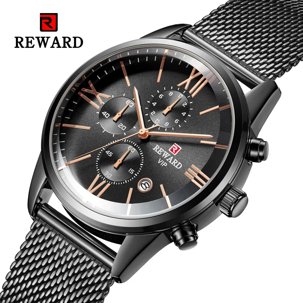 REWARD Brand Fashion Men's Watch Black style steel strap Waterproof Business luxury Watch men clock skmei relogio masculino
REWARD Brand Fashion Men's Watch Black style steel strap Waterproof Business luxury Watch men clock skmei relogio masculino