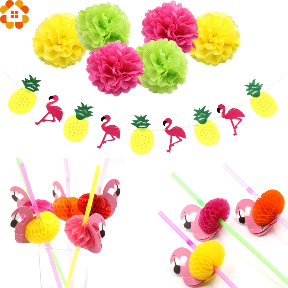 Colorful Paper Pompoms Flamingo&Pineapple Banner 3D Flamingo Flexible Drinking Straws Summer Pool Hawaiian Party Flamingle Decor
Colorful Paper Pompoms Flamingo&Pineapple Banner 3D Flamingo Flexible Drinking Straws Summer Pool Hawaiian Party Flamingle Decor