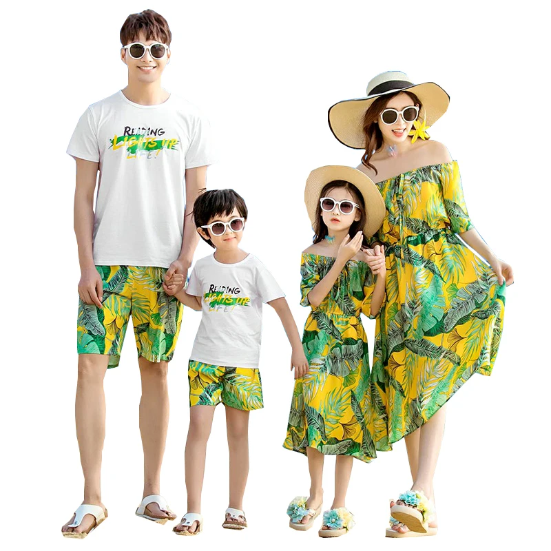 Фото Одинаковая одежда для всей семьи летние платья мамы и дочки - купить