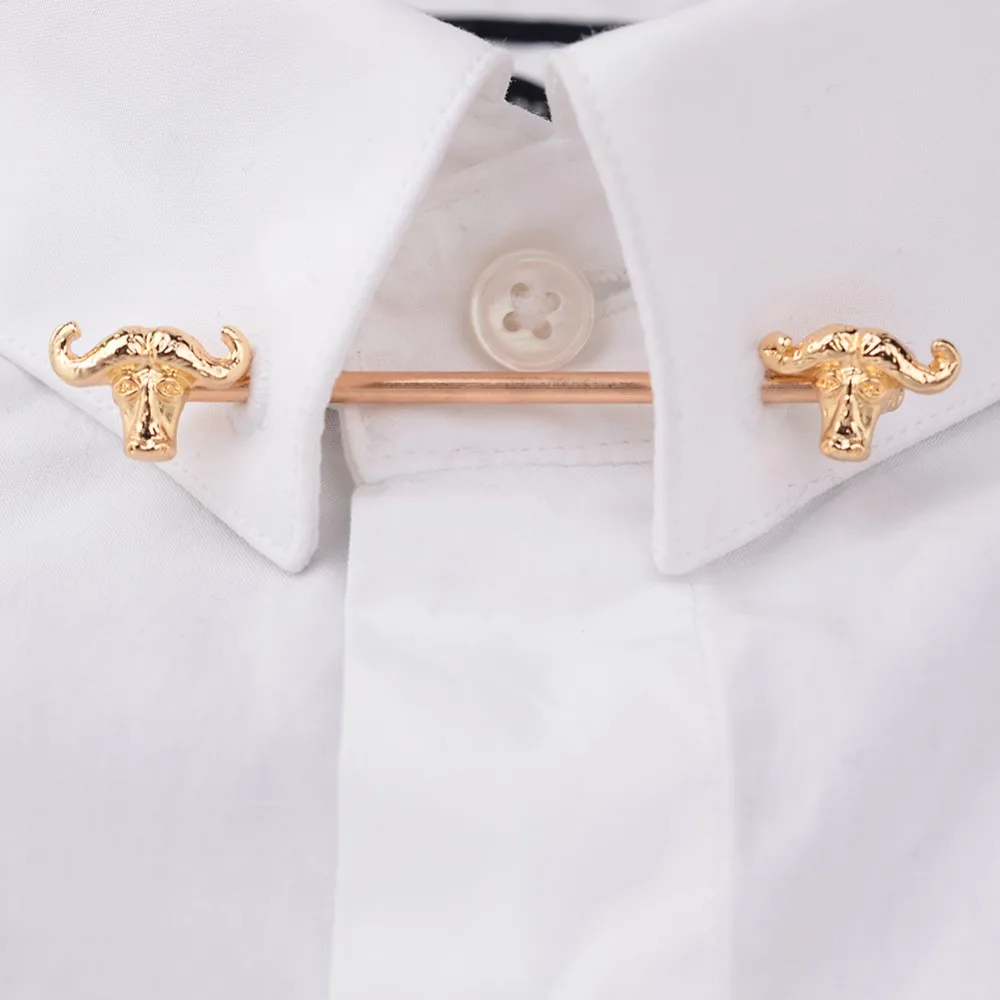 Золотая булавка для воротника OBN в форме головы коровы галстука рубашки с