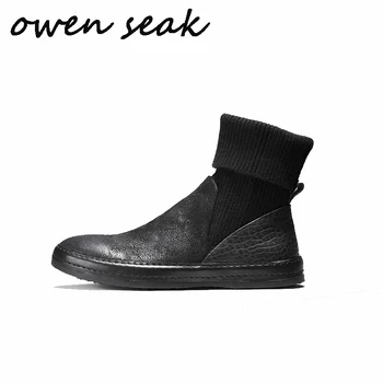 Owen Seak Men Sock Boots Genuine Leather Zip Ankle High Top Luxury Trainers Winter Snow knitting Boots Casual Flats Black Shoes
Owen Seak Men Sock Boots Genuine Leather Zip Ankle High Top Luxury Trainers Winter Snow knitting Boots Casual Flats Black Shoes