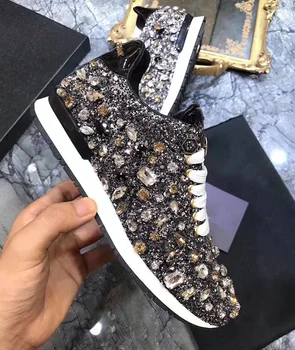 Crystal Rhinestone Women Sneakers Lace-up Ladies Vulcanized Shoes 2018 New Luxury Shiny Round Toe Sequined Woman Casual Shoes
Crystal Rhinestone Women Sneakers Lace-up Ladies Vulcanized Shoes 2018 New Luxury Shiny Round Toe Sequined Woman Casual Shoes