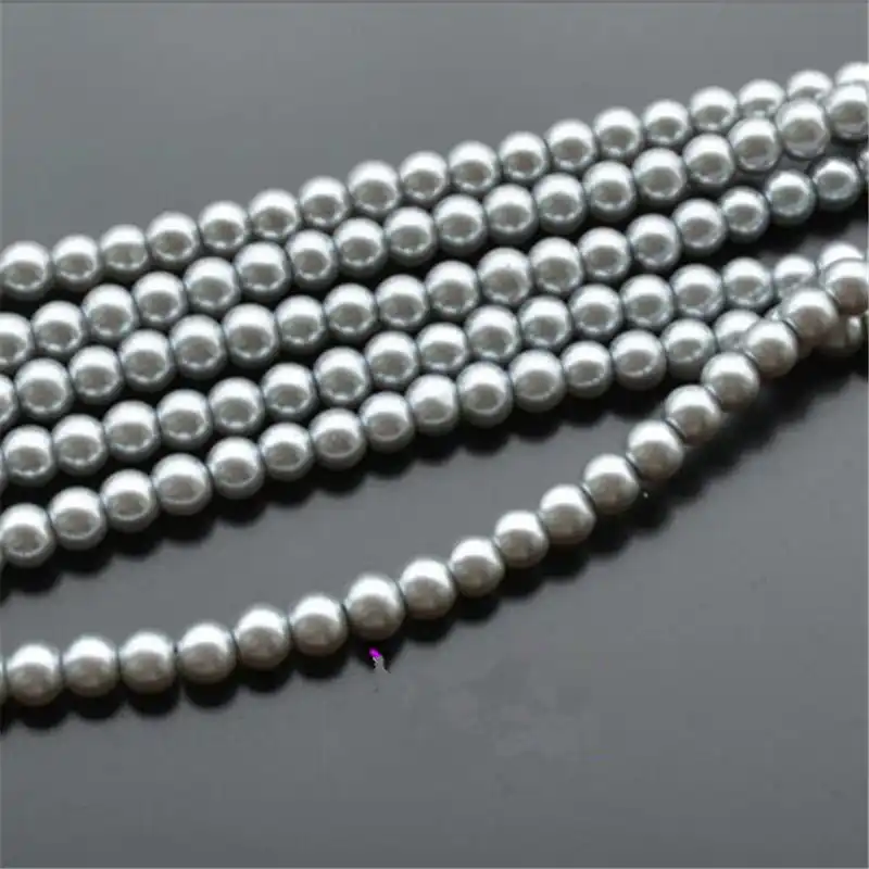 Loose 3mm 10mm Lt Grey Color Fake Pearl Diy Hand Craft Round Glass