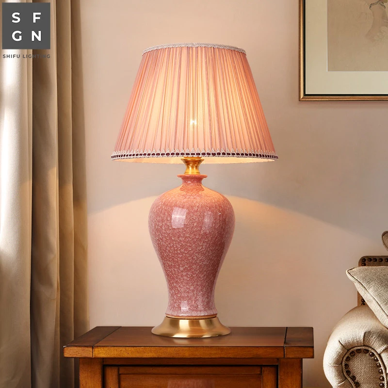 American style table lamp Copper bedside lamp luxury High-end ceramic table lamps for living room Bedroom decorated led lamps 
American style table lamp Copper bedside lamp luxury High-end ceramic table lamps for living room Bedroom decorated led lamps