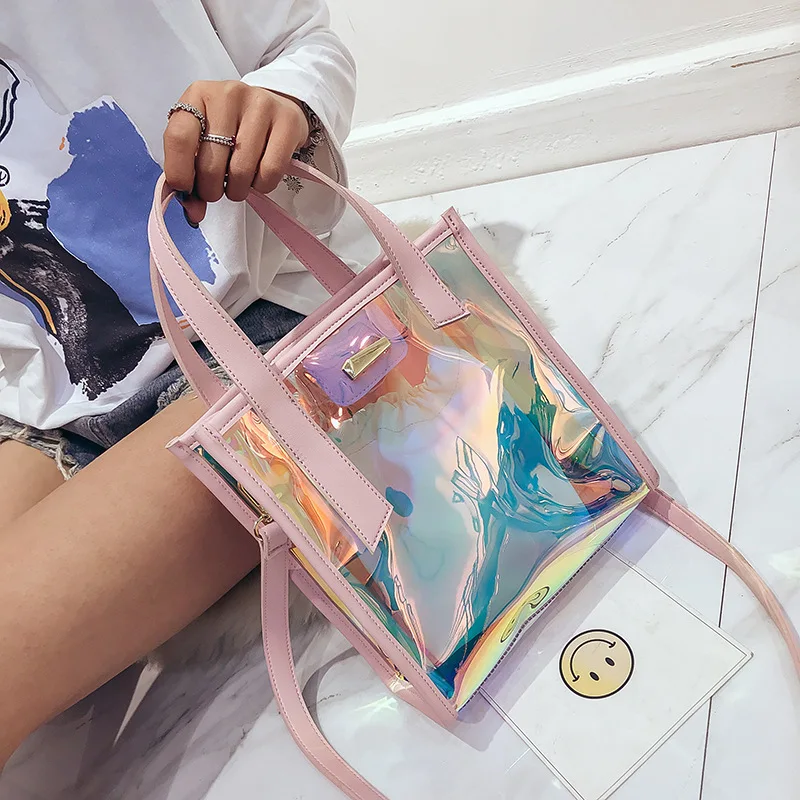 New 2PCS Clear Transparent PVC+PU Totes Candy Women Handbag Shoulder Bag Casual Famous Brand Hologram Laser Handbag Jelly Bag
New 2PCS Clear Transparent PVC+PU Totes Candy Women Handbag Shoulder Bag Casual Famous Brand Hologram Laser Handbag Jelly Bag