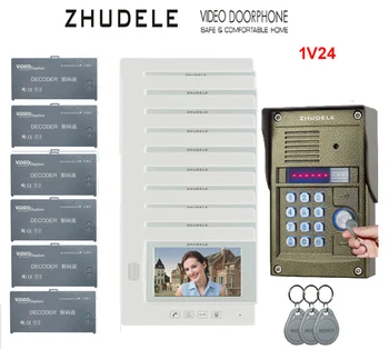 ZHUDELE Home security intercom System for 24 Units Apartments kit 7" Monitor Video Door Phone Bell Password and ID card
ZHUDELE Home security intercom System for 24 Units Apartments kit 7" Monitor Video Door Phone Bell Password and ID card