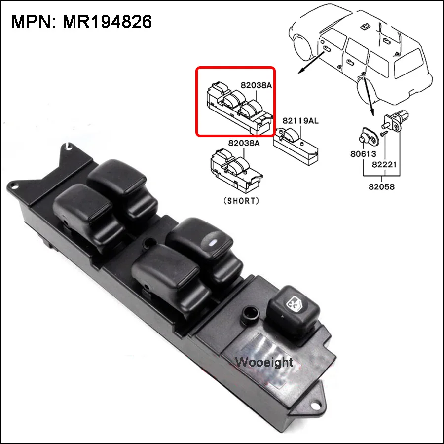 Переключатель Стеклоподъемника Wooeight MR194826 для Mitsubishi Lancer Pajero | Автомобили и