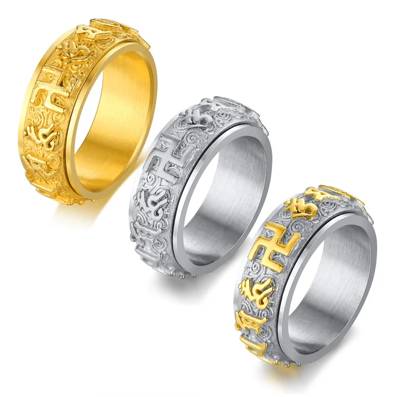 Stainless Steel Men Rings Religion Buddhism Scripture Silver Gold for Male Boyfriend Jewelry Unique Creativity Gift Wholesale
Stainless Steel Men Rings Religion Buddhism Scripture Silver Gold for Male Boyfriend Jewelry Unique Creativity Gift Wholesale