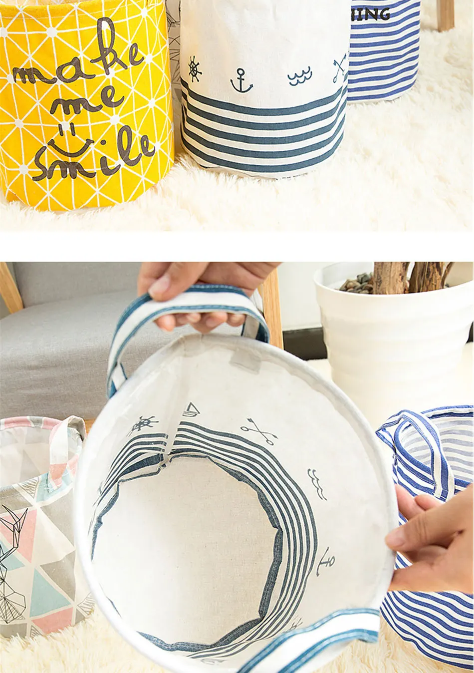 Storage Baskets Folding Laundry Basket Yellow Arrow Couple Linen Washing Clothes Barrel Bags With Handles Kids Toys Hamper Bag (8)