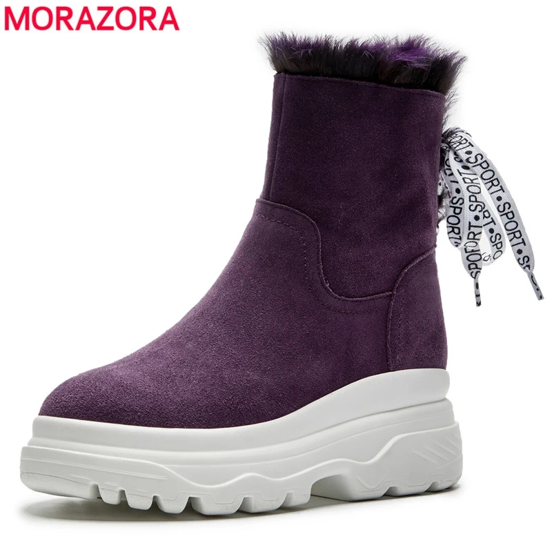 MORAZORA 2019 New Suede leather snow boots high quality thick fur warm platform boots lace up women's winter ankle boots female
MORAZORA 2019 New Suede leather snow boots high quality thick fur warm platform boots lace up women's winter ankle boots female