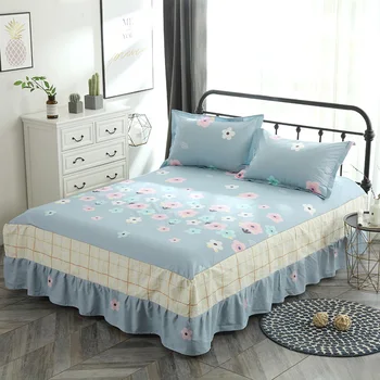 100% Cotton 3pcs bed skirt Pillow cases flower girls sheet set single double queen king bed skirt pillow shams blue bedclothes
100% Cotton 3pcs bed skirt Pillow cases flower girls sheet set single double queen king bed skirt pillow shams blue bedclothes