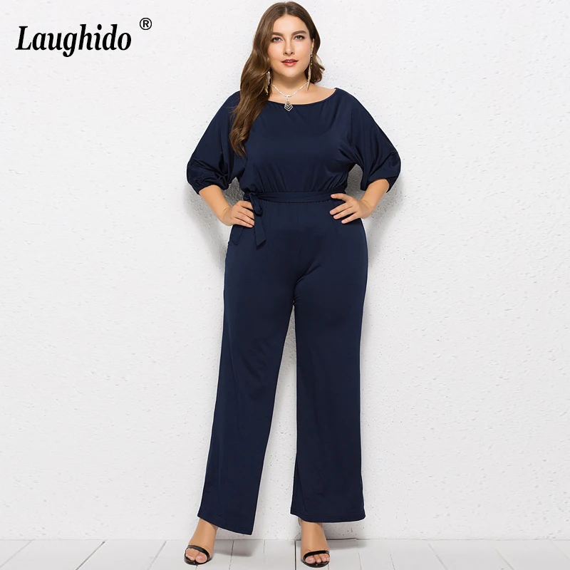 Laughido Plus Size Solid Belt Jumpsuit Half Sleeve Loose Playsuit Wide Leg Tunic Rompers Office Lady Straight Overalls For Women
Laughido Plus Size Solid Belt Jumpsuit Half Sleeve Loose Playsuit Wide Leg Tunic Rompers Office Lady Straight Overalls For Women