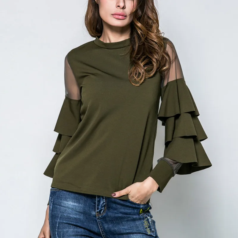 2017 Spring long flare sleeve O neck lace patchwork cotton shirts women sexy ruffles shirts women casual body blouses tops
2017 Spring long flare sleeve O neck lace patchwork cotton shirts women sexy ruffles shirts women casual body blouses tops