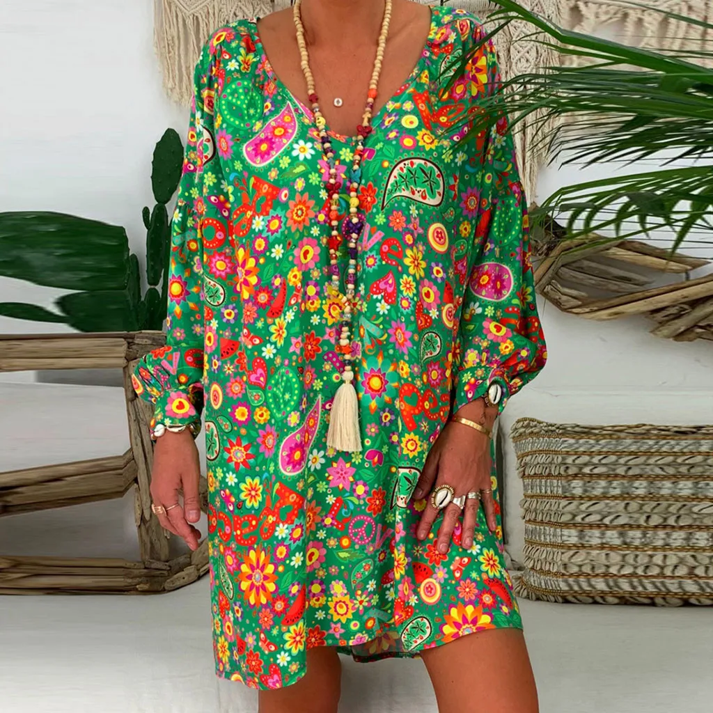 Feitong plus size summer dress 2019 Women's Ladies Loose Print Three Quarter Sleeve Mini Dress casual beach vestidos de festa
Feitong plus size summer dress 2019 Women's Ladies Loose Print Three Quarter Sleeve Mini Dress casual beach vestidos de festa