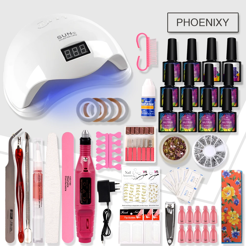 Nail Set 48w UV LED Lamp For 10pcs Nail Gel Polish Kit Soak Off Manicure Tools Set Electric Nail Drill Machine Nail Art Tools
Nail Set 48w UV LED Lamp For 10pcs Nail Gel Polish Kit Soak Off Manicure Tools Set Electric Nail Drill Machine Nail Art Tools