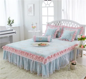 Korean Bed Skirt Pillowcase Thicken Bed Sheet 100% Cotton Bedspread girl Pastoral lace printed pink blue Flower Lace bed skirts
Korean Bed Skirt Pillowcase Thicken Bed Sheet 100% Cotton Bedspread girl Pastoral lace printed pink blue Flower Lace bed skirts