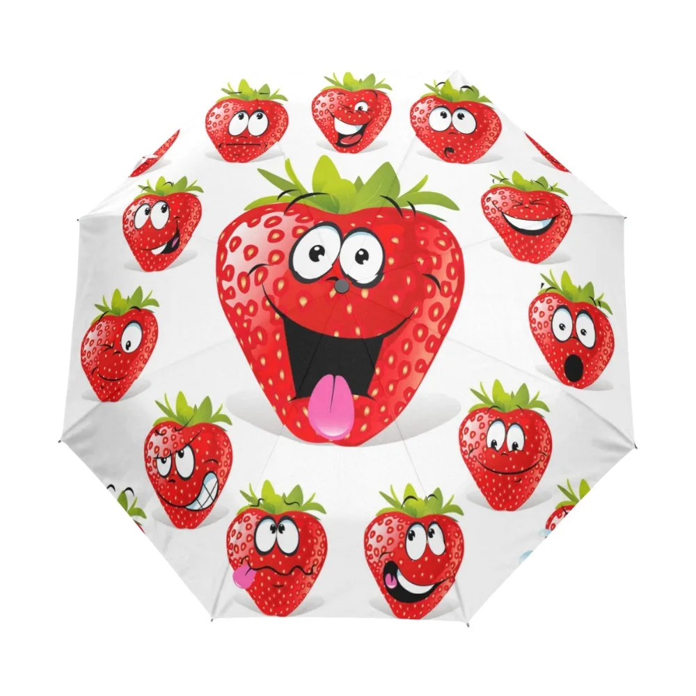 Custom Lovely Cartoon Fruit Strawberry Umbrella Three Folding Automatic Rain Umbrella Creative Cute Child Gift Umbrellas
Custom Lovely Cartoon Fruit Strawberry Umbrella Three Folding Automatic Rain Umbrella Creative Cute Child Gift Umbrellas