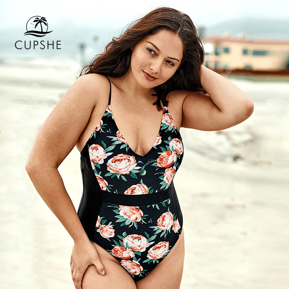 CUPSHE Plus Size Floral Print V-Neck One Piece Swimsuit Women Sexy Mesh Monokini Bathing Suits 2020 Girl Beach Swimwear
CUPSHE Plus Size Floral Print V-Neck One Piece Swimsuit Women Sexy Mesh Monokini Bathing Suits 2020 Girl Beach Swimwear