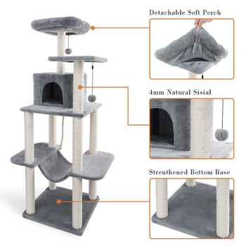 Large Multi-Level Cat Tree Condo Furniture with Sisal-Covered Scratching Posts for Kittens Cats and Pets
Large Multi-Level Cat Tree Condo Furniture with Sisal-Covered Scratching Posts for Kittens Cats and Pets