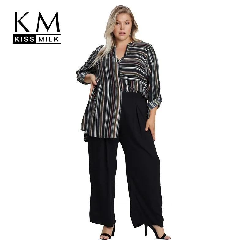 Kissmilk Large Western Style Simple Commuting OL Wind V-neck Tops Long Sleeve Short Before Plus Size Summer Women Striped Shirt
Kissmilk Large Western Style Simple Commuting OL Wind V-neck Tops Long Sleeve Short Before Plus Size Summer Women Striped Shirt