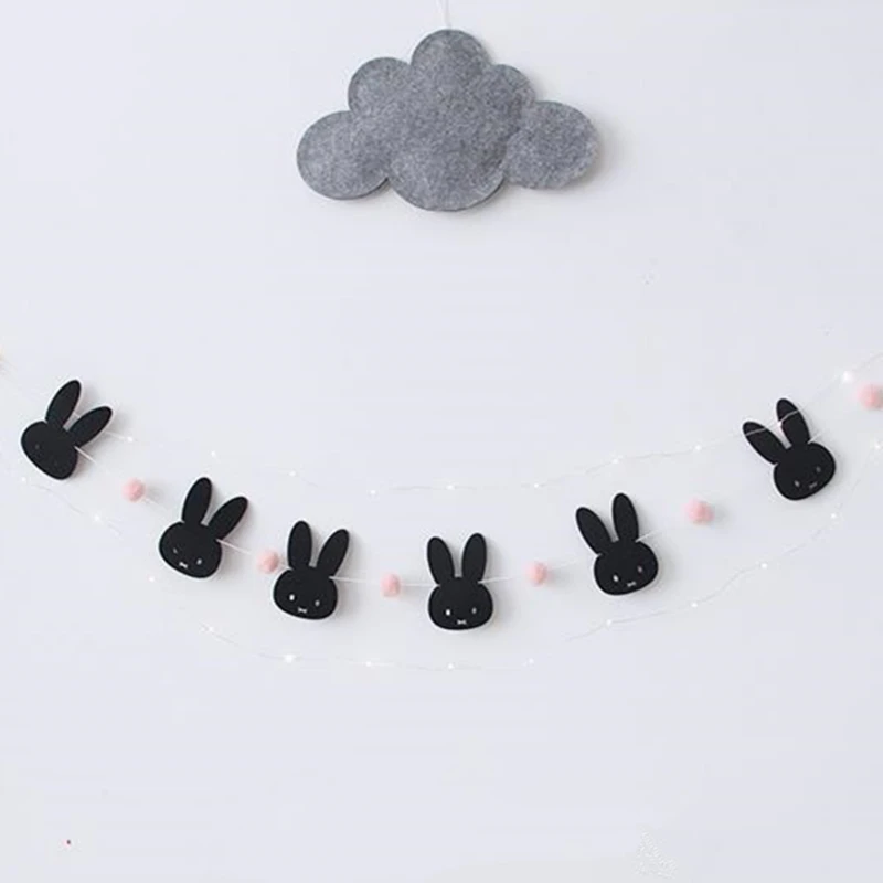 Image Dropshipping Cute Bunny banner flag pennant for Children decoration bedroom party wedding garland decoration product Home Decor